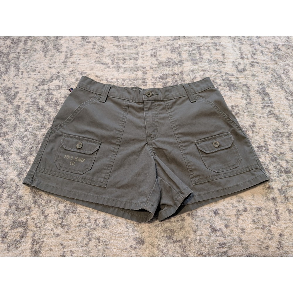 Polo Jeans Co. Ralph Lauren Olive Green Cargo Utility Cotton Shorts Women's 2